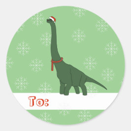 Adesivo Redondo illusima Dinossauro Verde de Pescoço Longo Natal