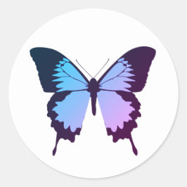 Adesivo Redondo illusima Gradiente de Borboleta Azul Roxo Branco