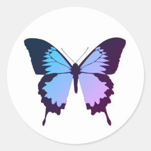 Adesivo Redondo illusima Gradiente de Borboleta Azul Roxo Branco