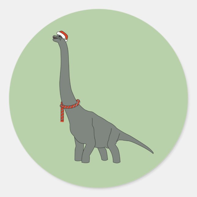 Adesivo Redondo illusima Natal Cinza Dinossauro de Pescoço Longo C (Frente)