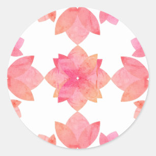 Adesivo Redondo illusima Pink Lotus Mandela Branco