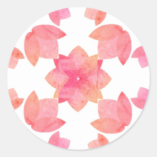 Adesivo Redondo illusima Pink Lotus Mandela Padrão Branco
