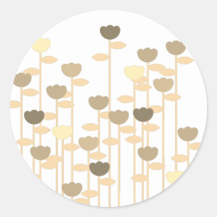 Adesivo Redondo illusima Tons Bege Flores Selvagens branco
