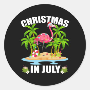 Adesivo Redondo Iluminação de palmeira de verão Flamingo Natal Em