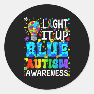 Adesivo Redondo Ilumine de azul peça de quebra-cabeça do autismo m