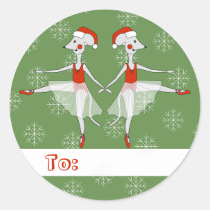 Adesivo Redondo Ilusima Ballerina Camundongos de Natal Classe