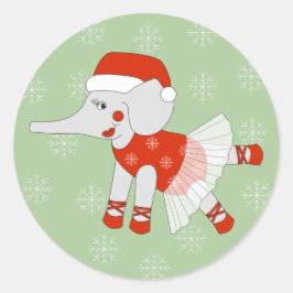 Adesivo Redondo ilusima Ballerina Elefante Flocos de Neve de Natal
