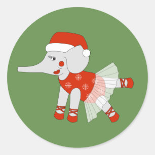 Adesivo Redondo ilusima Ballerina Elephant de Natal