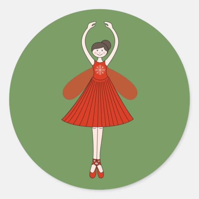 Adesivo Redondo ilusima Ballerina Fada de Natal (Frente)