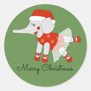 Adesivo Redondo ilusima Ballerina Feliz Elefante de Natal
