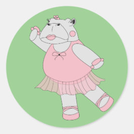 Adesivo Redondo ilusima Ballerina Hippo Green