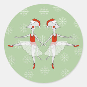 Adesivo Redondo ilusima Ballerina Mice Flocos de Neve de Natal