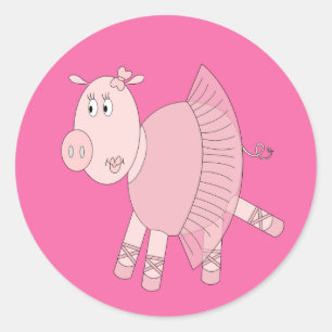 Adesivo Redondo ilusima Ballerina Piggy