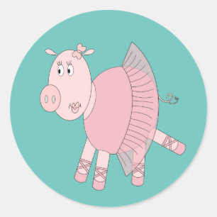 Adesivo Redondo ilusima Ballerina Piggy Turquoise
