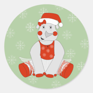 Adesivo Redondo ilusima Ballerina Rhino Flocos de neve de Natal