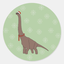 Adesivo Redondo Ilusima Brown Long Neck Dinossaur Natal