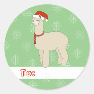 Adesivo Redondo ilusima Llama Flocos de Natal Verde