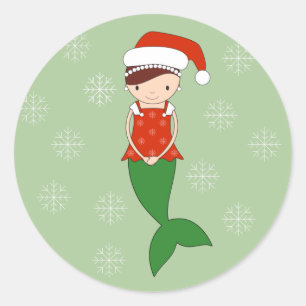 Adesivo Redondo ilusima Snowflakes de Natal Smermaid Verde