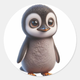 Adesivo Redondo Ilustração Adorável de Caráter Penguin - Encantado