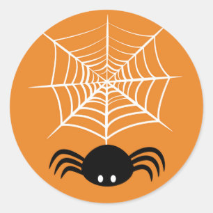 Adesivo Redondo Ilustração Assustadora de Aranha de Halloween