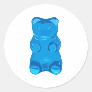 Adesivo Redondo Ilustração azul de Gummybear