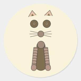 Adesivo Redondo Ilustração CAT Tabby