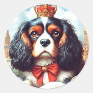 Adesivo Redondo Ilustração Cavalier King Charles Spaniel
