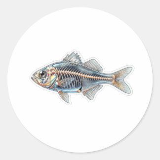 Adesivo Redondo Ilustração Científica Transparente de Peixe-Vidro