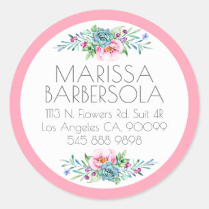 Adesivo Redondo Ilustração Colorida de Aquarelas Florais Bouquer