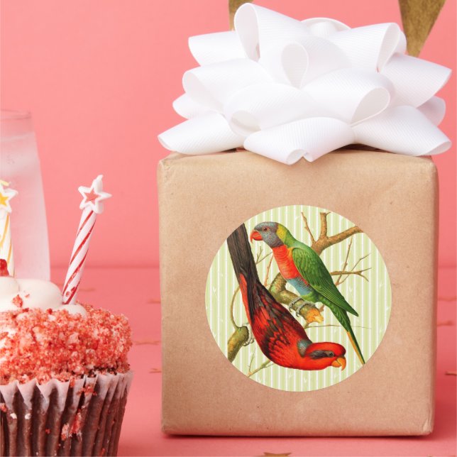 Adesivo Redondo Ilustração Colorida de Peças Vermelhas e Verdes (Festa)