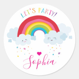 Adesivo Redondo ilustração CUTE RAINBOW CLOUDS kawaii