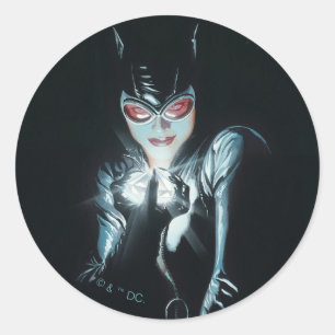 Adesivo Redondo Ilustração da Capa de Batman Catwoman Faces of Evi