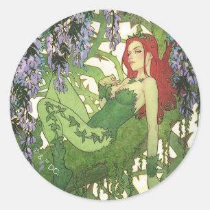 Adesivo Redondo Ilustração da Capa do Batman Rebirth Poison Ivy