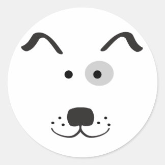 Adesivo Redondo Ilustração da face do cachorro cartoon