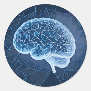 Adesivo Redondo Ilustração da rede do cérebro - Rede neural