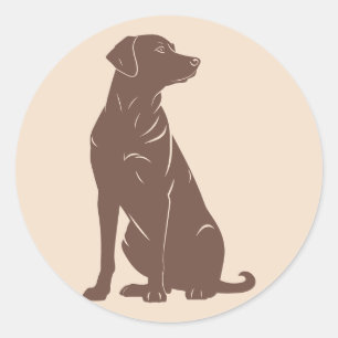Adesivo Redondo Ilustração da silhueta do labrador preto