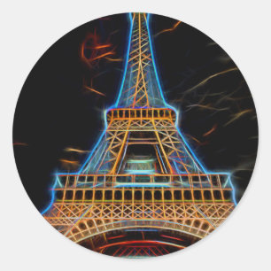 Adesivo Redondo Ilustração da torre Eiffel - Paris, France