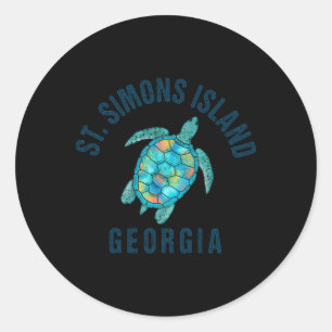 Adesivo Redondo Ilustração das Tartarugas do Mar de Praia da Ilha 