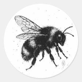 Adesivo Redondo Ilustração de Abelha Desenhada à Mão – Arte de Tin