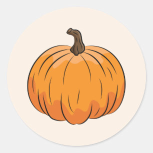Adesivo Redondo Ilustração de Abóbora de Desenho Animado Laranja