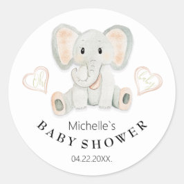 Adesivo Redondo Ilustração de Aquarela de Elefante Primavera de Bo