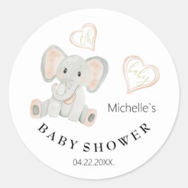 Adesivo Redondo Ilustração de Aquarela de Elefante Primavera de Bo