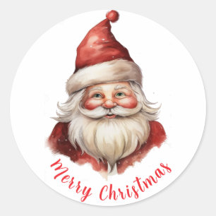 Adesivo Redondo Ilustração de Aquarela Santa Claus
