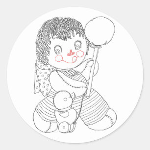 Adesivo Redondo Ilustração de arte desenhada à mão de um brinquedo