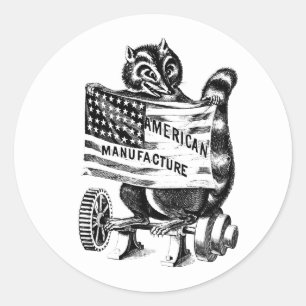 Adesivo Redondo Ilustração de Arte Política Americana Racoon