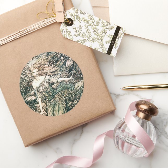 Adesivo Redondo Ilustração de Arthur Rackham Undine (Presentear)