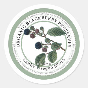 Adesivo Redondo Ilustração de Blackberry Jam Vintage Blackberry