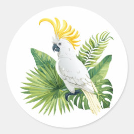Adesivo Redondo Ilustração de cacatua papagaio