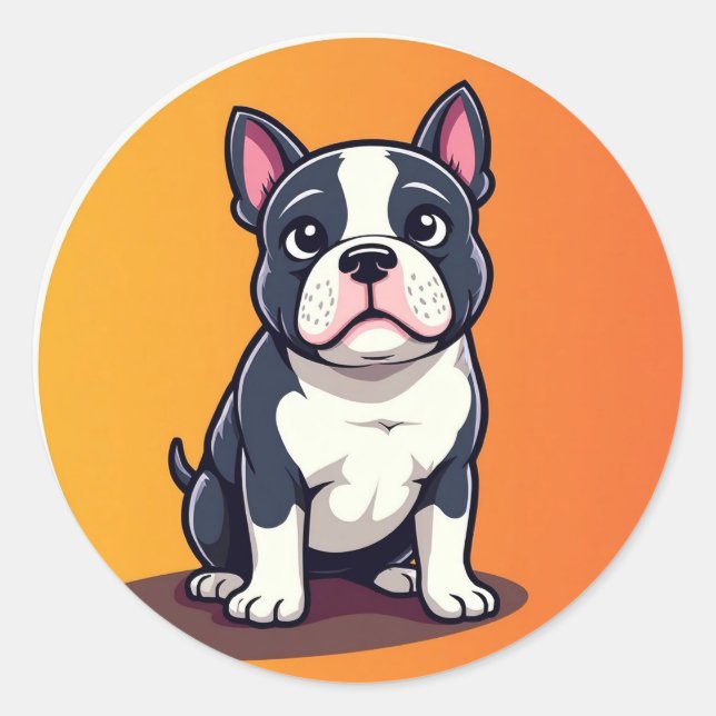 Adesivo Redondo Ilustração de Cachorro de Cartoon Bonito (Frente)