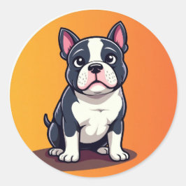 Adesivo Redondo Ilustração de Cachorro de Desenho Animado Fofo